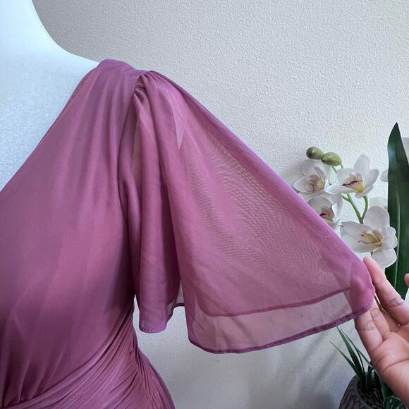 DB Studio Celebrate Elegant V-Neck Flutter Sleeve Bridesmaid Maxi Dress 6 Prom - Picture 6 of 8